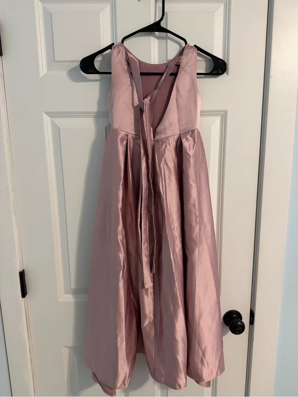 Girls' Rose Pink Satin Party Dress